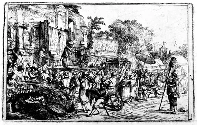 Jahrmarkt mit zwei Scharlatanen
